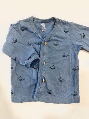 Blue Baby Whale Button-Front Top